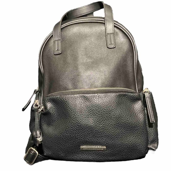 Reaction Kenneth Cole Black Vegan Faux Leather Backpack 108833 - Picture 1 of 10